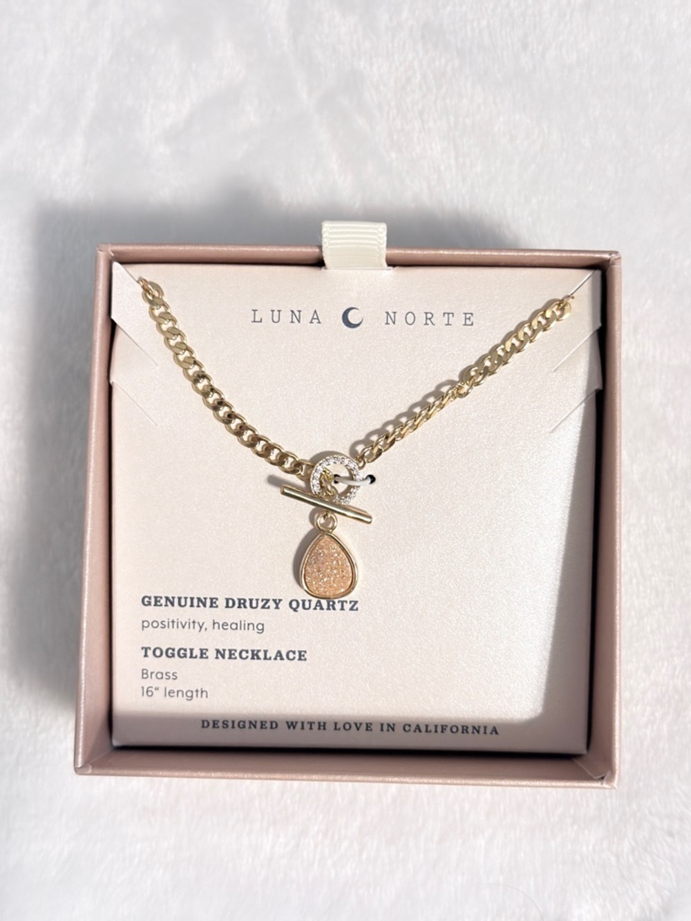 Luna Norte Gold Druzy Quartz Toggle Necklace - Gold